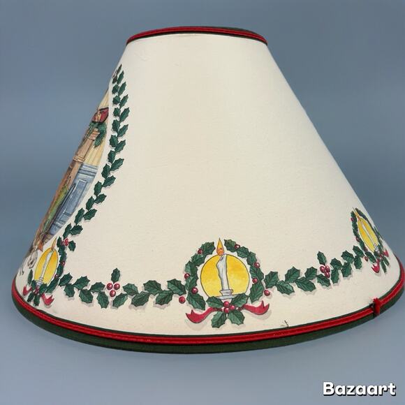 1995 Homestead Shoppe Christmas Pierced Parchment Lamp Shade - Casts Light - Picture 2 of 8